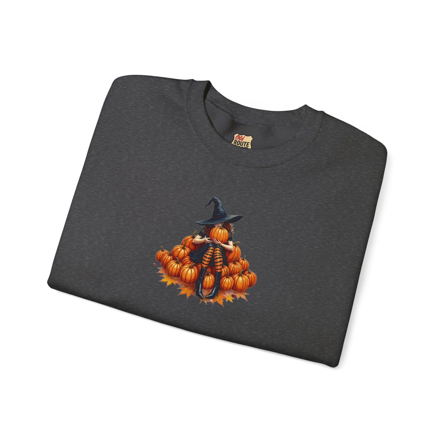 Cute Shy Witch Halloween Pumpkin Crewneck Sweatshirt Cozy Fall Apparel Season Gift for her Unisex Sweatshirt Halloween Decor Fall Fashion