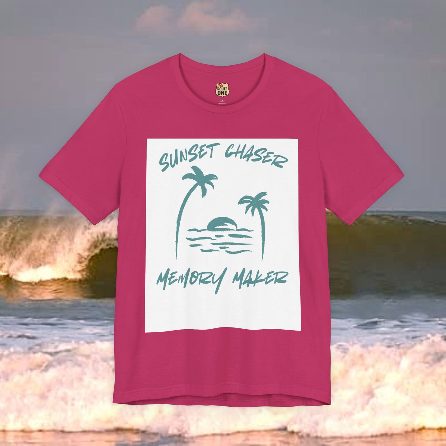 Sunset Chaser Memory Maker T-shirt Tropical Beach Design, Coastal Freedom Collection