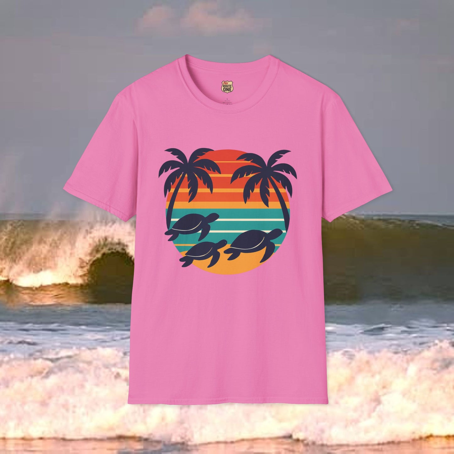 Sea Turtle Sun, Gildan 64000 Softstyle T-Shirt, Comfortable Graphic Tee, Casual Wear, Gift for Him/Her, Everyday Style, Summer Essential