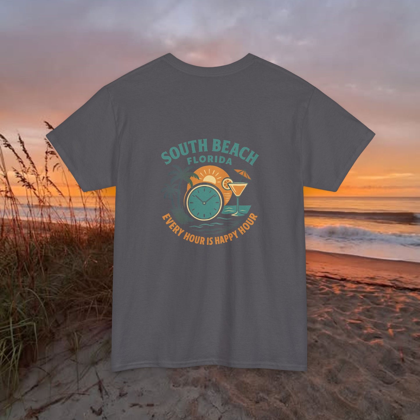 South Beach Florida Every Hour Is Happy Hour, Everyday Tees, Gift for Him/Her, Comfortable Fashion, Eco-Friendly