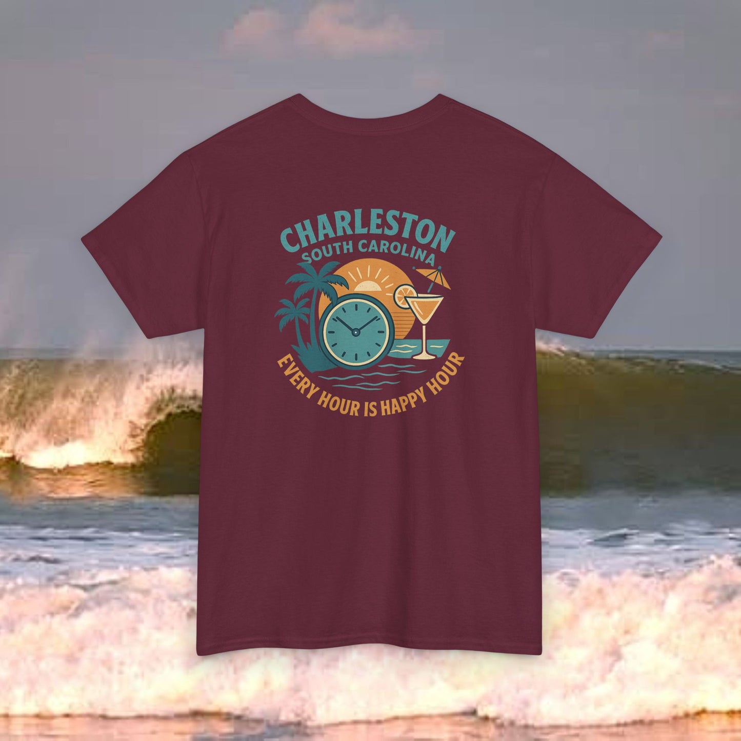 Charleston South Carolina Every Hour Is Happy Hour, Everyday Tees, Gift for Him/Her, Comfortable Fashion, Eco-Friendly