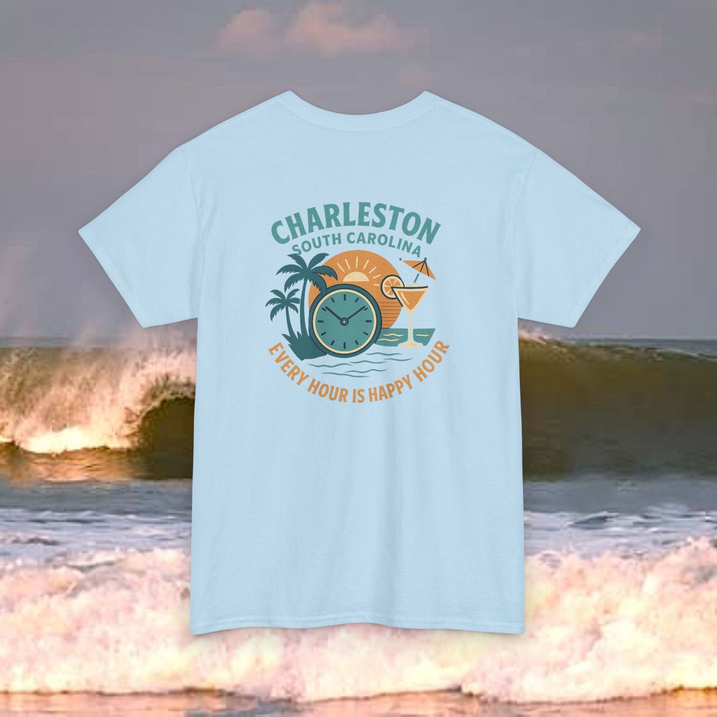 Charleston South Carolina Every Hour Is Happy Hour, Everyday Tees, Gift for Him/Her, Comfortable Fashion, Eco-Friendly