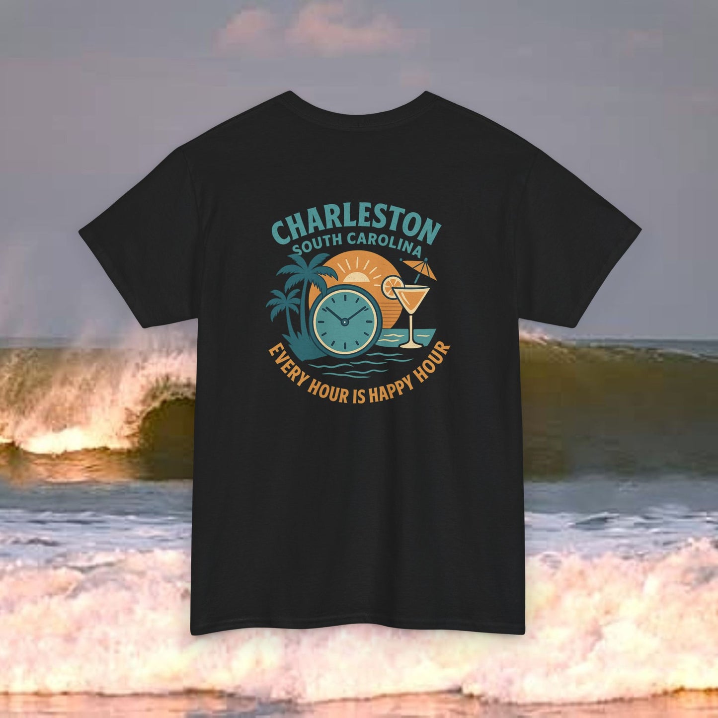 Charleston South Carolina Every Hour Is Happy Hour, Everyday Tees, Gift for Him/Her, Comfortable Fashion, Eco-Friendly