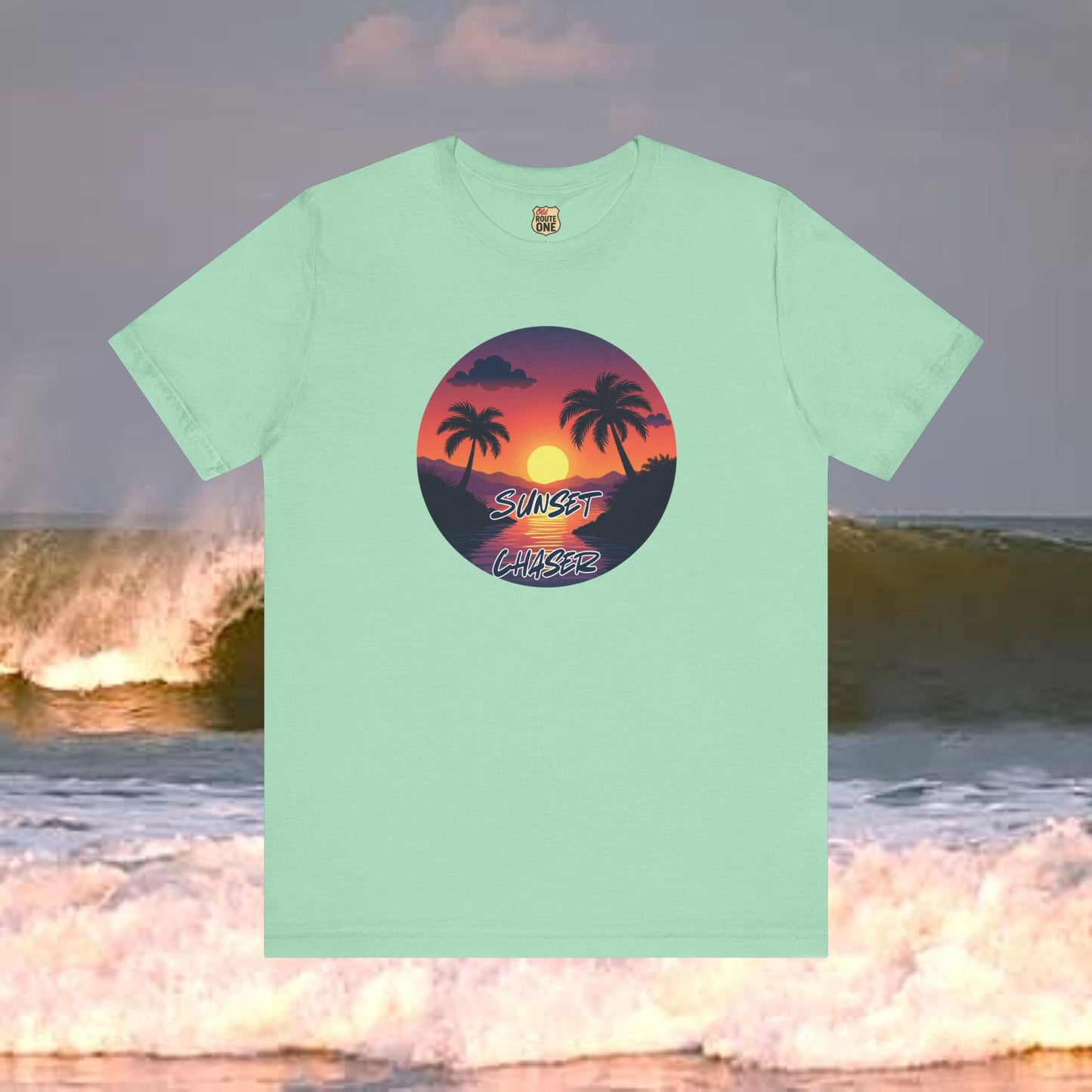 Sunset Chaser T-shirt, tropical palms, comfy cozy beach shirt