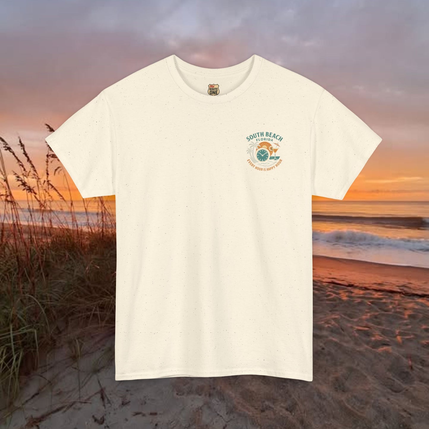 South Beach Florida Every Hour Is Happy Hour, Everyday Tees, Gift for Him/Her, Comfortable Fashion, Eco-Friendly