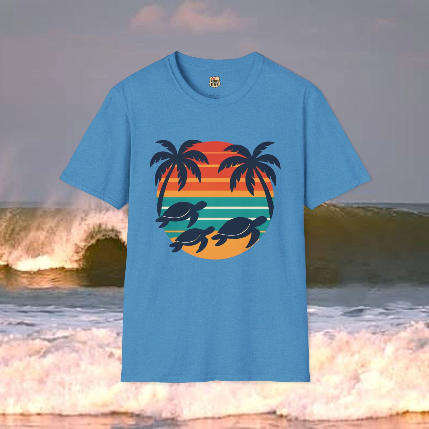 Sea Turtle Sun, Gildan 64000 Softstyle T-Shirt, Comfortable Graphic Tee, Casual Wear, Gift for Him/Her, Everyday Style, Summer Essential