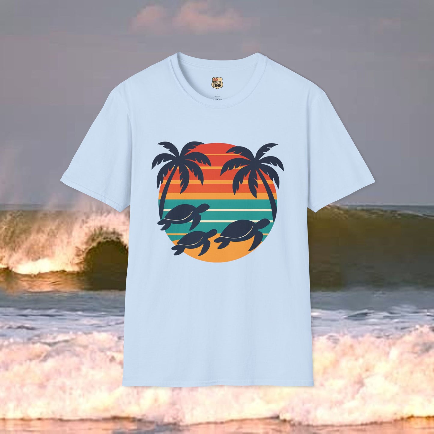 Sea Turtle Sun, Gildan 64000 Softstyle T-Shirt, Comfortable Graphic Tee, Casual Wear, Gift for Him/Her, Everyday Style, Summer Essential
