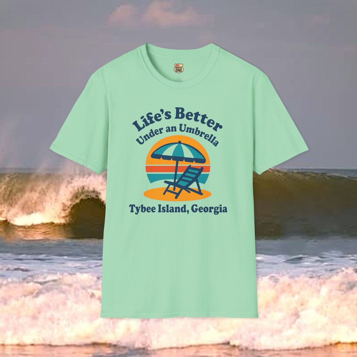 Life's Better Under an Umbrella Tybee Island, Gildan 64000 Softstyle T-Shirt, Comfortable Graphic Tee, Casual Wear, Gift for Him/Her, Everyday Style, Summer Essential