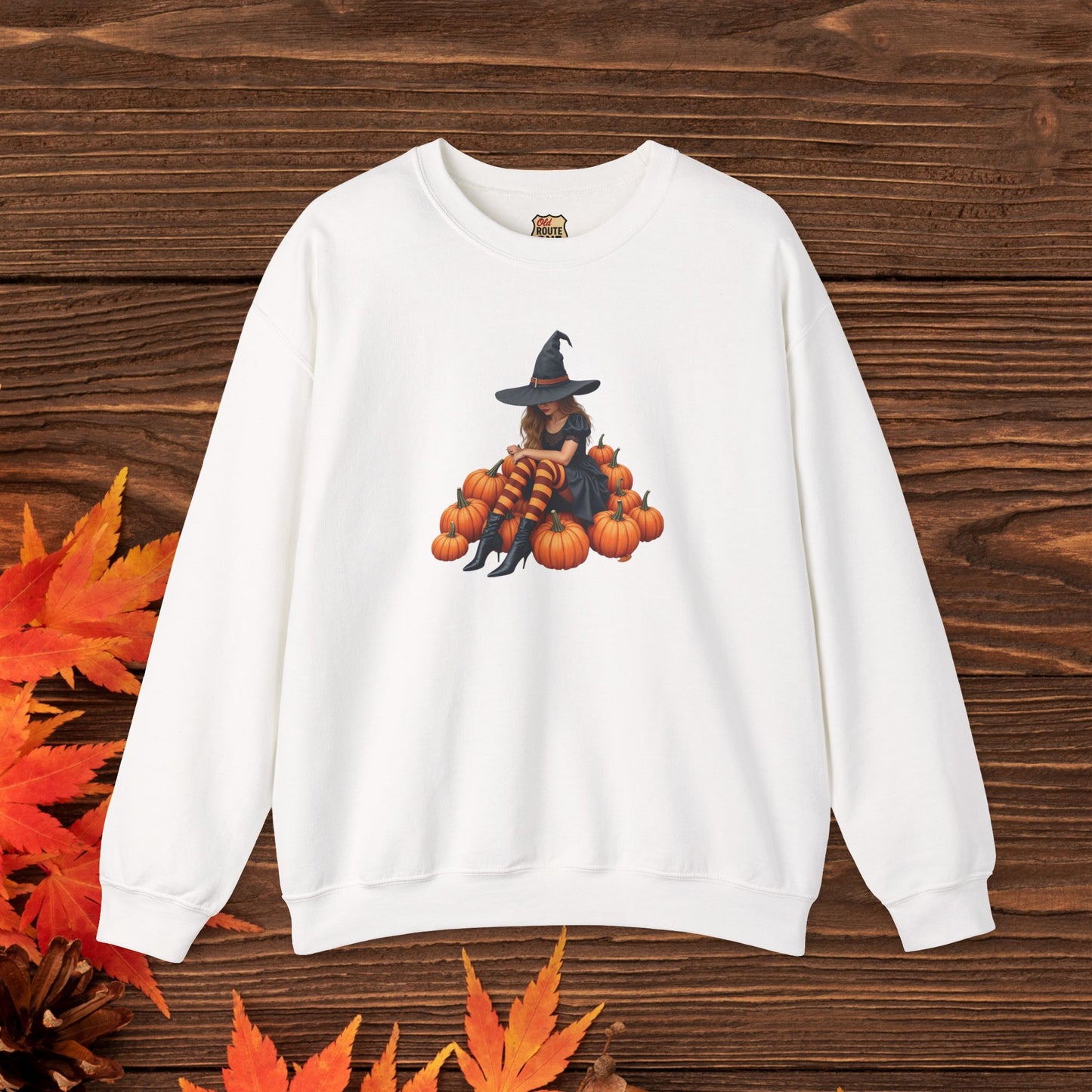 Shy Witch Halloween Pumpkin Crewneck Sweatshirt Cozy Fall Apparel Season Gift for her Unisex Sweatshirt Halloween Decor Fall Fashion