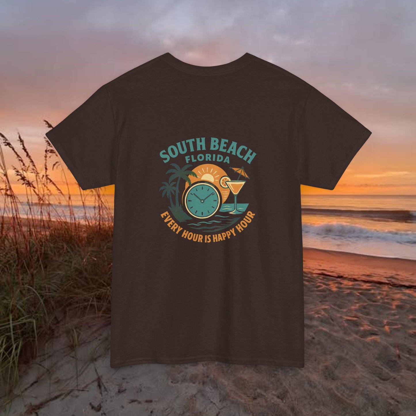 South Beach Florida Every Hour Is Happy Hour, Everyday Tees, Gift for Him/Her, Comfortable Fashion, Eco-Friendly