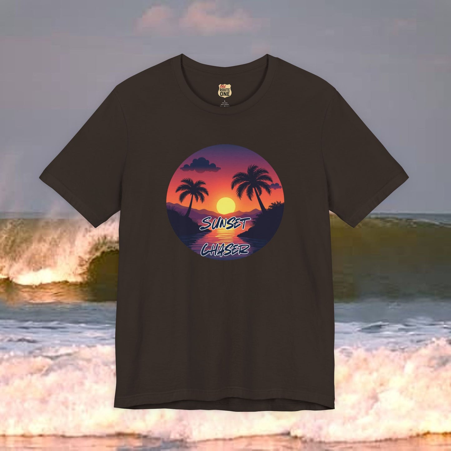 Sunset Chaser T-shirt, tropical palms, comfy cozy beach shirt