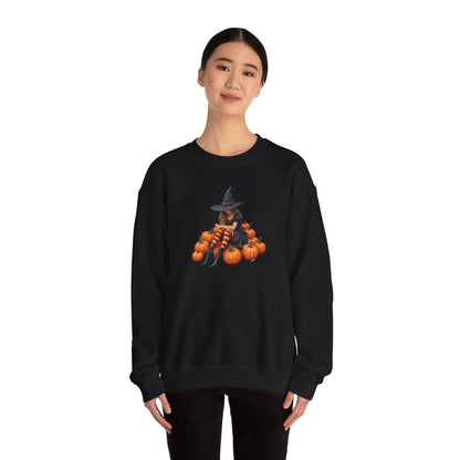 Shy Witch Halloween Pumpkin Crewneck Sweatshirt Cozy Fall Apparel Season Gift for her  Unisex Sweatshirt Halloween Decor Fall Fashion
