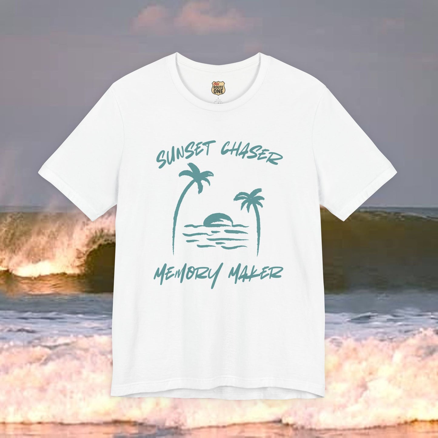 Sunset Chaser Memory Maker T-shirt Tropical Beach Design, Coastal Freedom Collection
