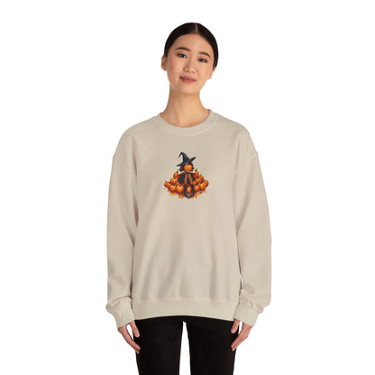 Cute Shy Witch Halloween Pumpkin Crewneck Sweatshirt Cozy Fall Apparel Season Gift for her  Unisex Sweatshirt Halloween Decor Fall Fashion