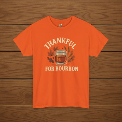 THANKFUL FOR BOURBON Cotton T-shirt, Stylish Casual Wear, Gift for Whiskey Enthusiasts, Perfect for Parties & Celebrations