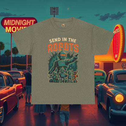 SEND IN THE ROBOTS Awesome Retro Sci-Fi t-shirt