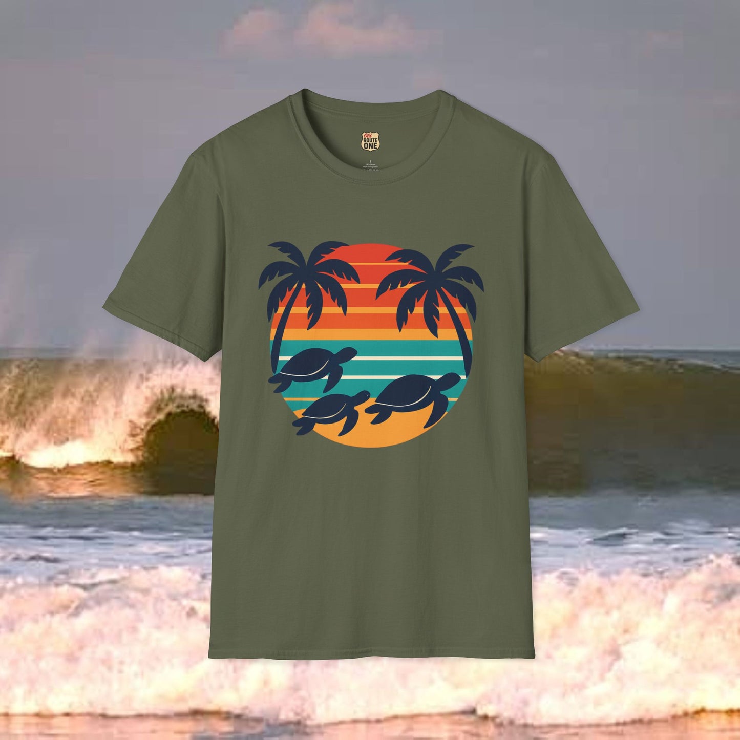 Sea Turtle Sun, Gildan 64000 Softstyle T-Shirt, Comfortable Graphic Tee, Casual Wear, Gift for Him/Her, Everyday Style, Summer Essential