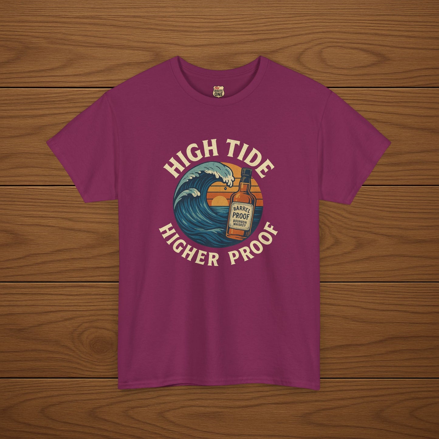 HIGH TIDE, HIGHER PROOF Cotton T-shirt, Stylish Casual Wear, Gift for Whiskey Enthusiasts, Perfect for Parties & Celebrations