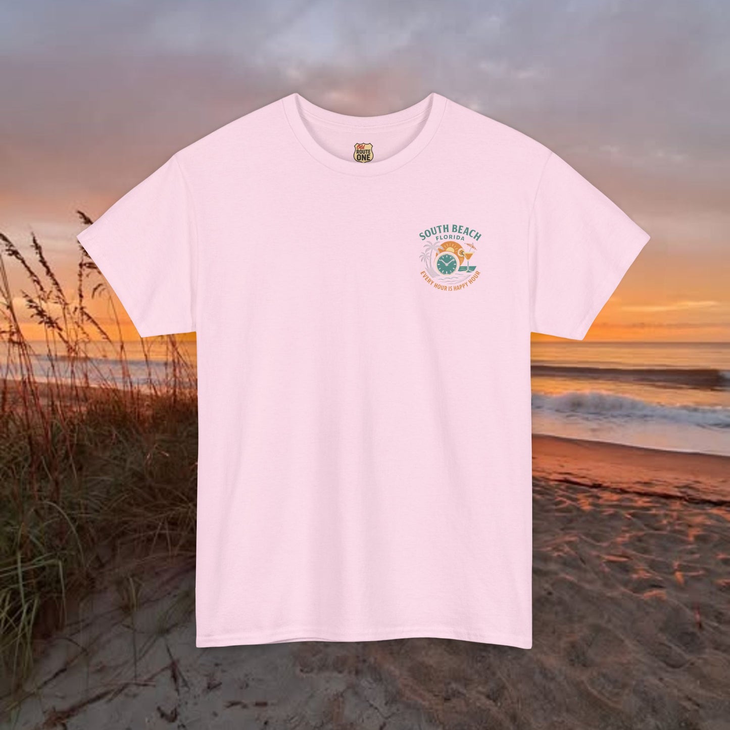 South Beach Florida Every Hour Is Happy Hour, Everyday Tees, Gift for Him/Her, Comfortable Fashion, Eco-Friendly