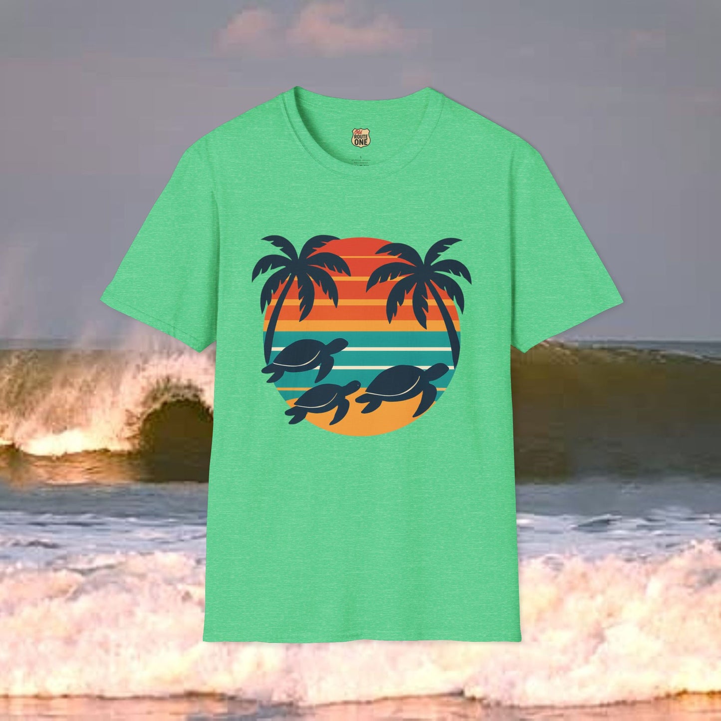 Sea Turtle Sun, Gildan 64000 Softstyle T-Shirt, Comfortable Graphic Tee, Casual Wear, Gift for Him/Her, Everyday Style, Summer Essential
