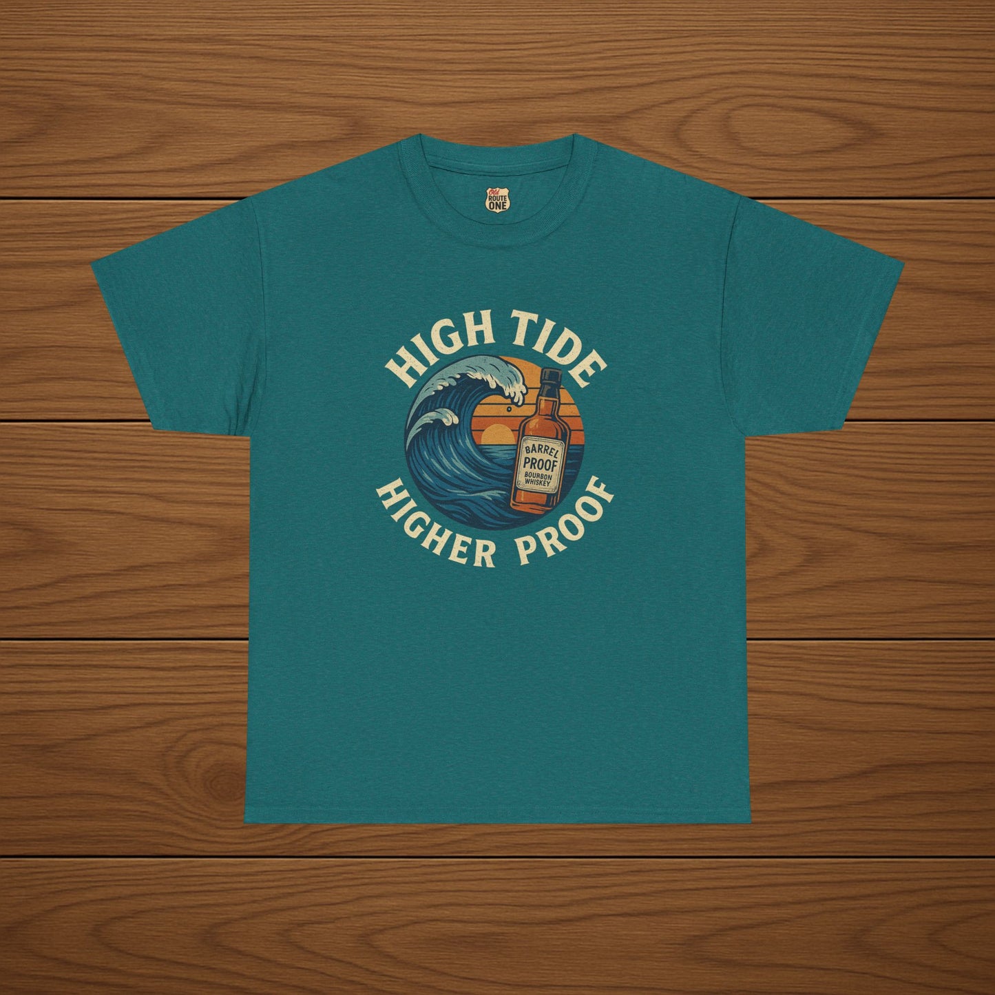 HIGH TIDE, HIGHER PROOF Cotton T-shirt, Stylish Casual Wear, Gift for Whiskey Enthusiasts, Perfect for Parties & Celebrations