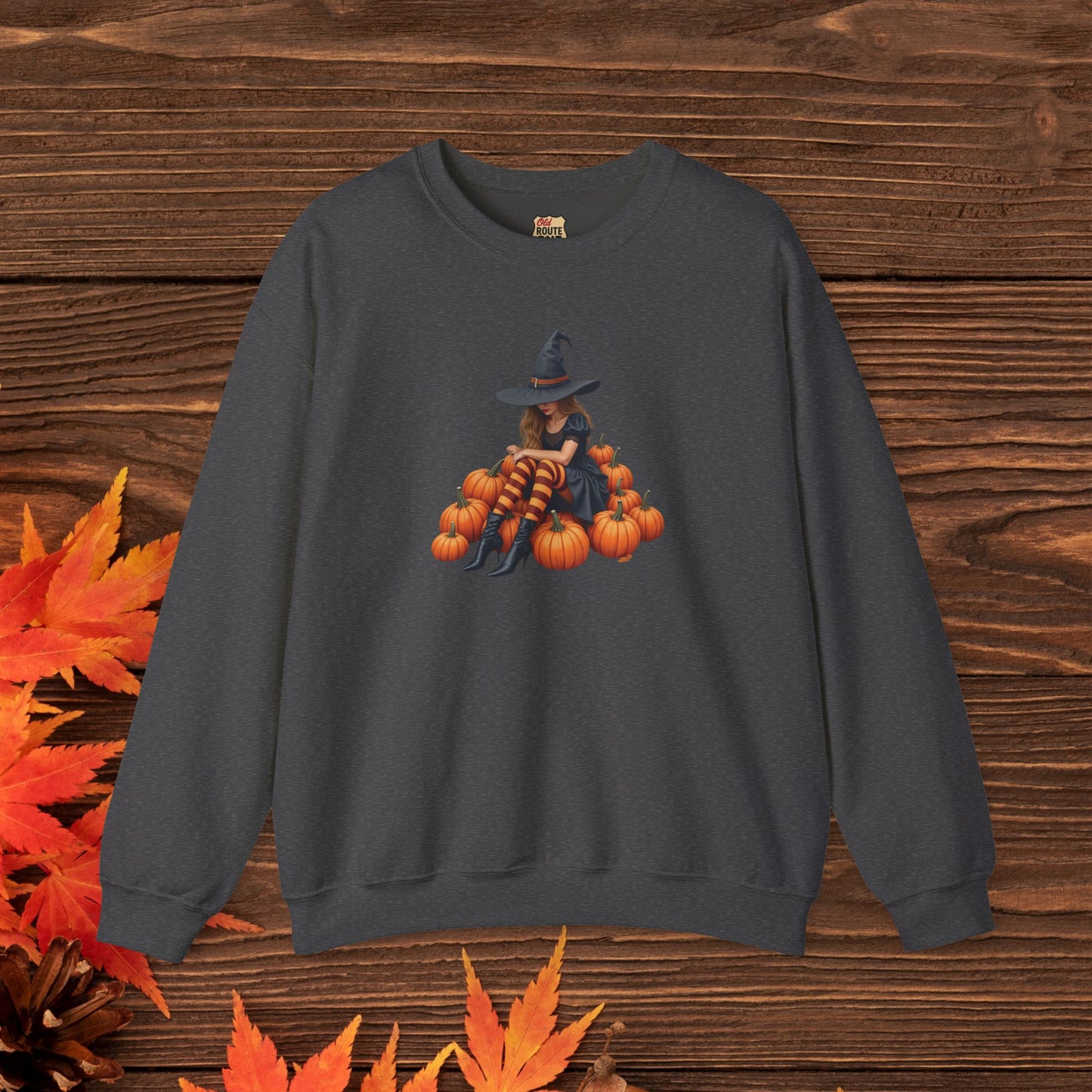 Shy Witch Halloween Pumpkin Crewneck Sweatshirt Cozy Fall Apparel Season Gift for her  Unisex Sweatshirt Halloween Decor Fall Fashion