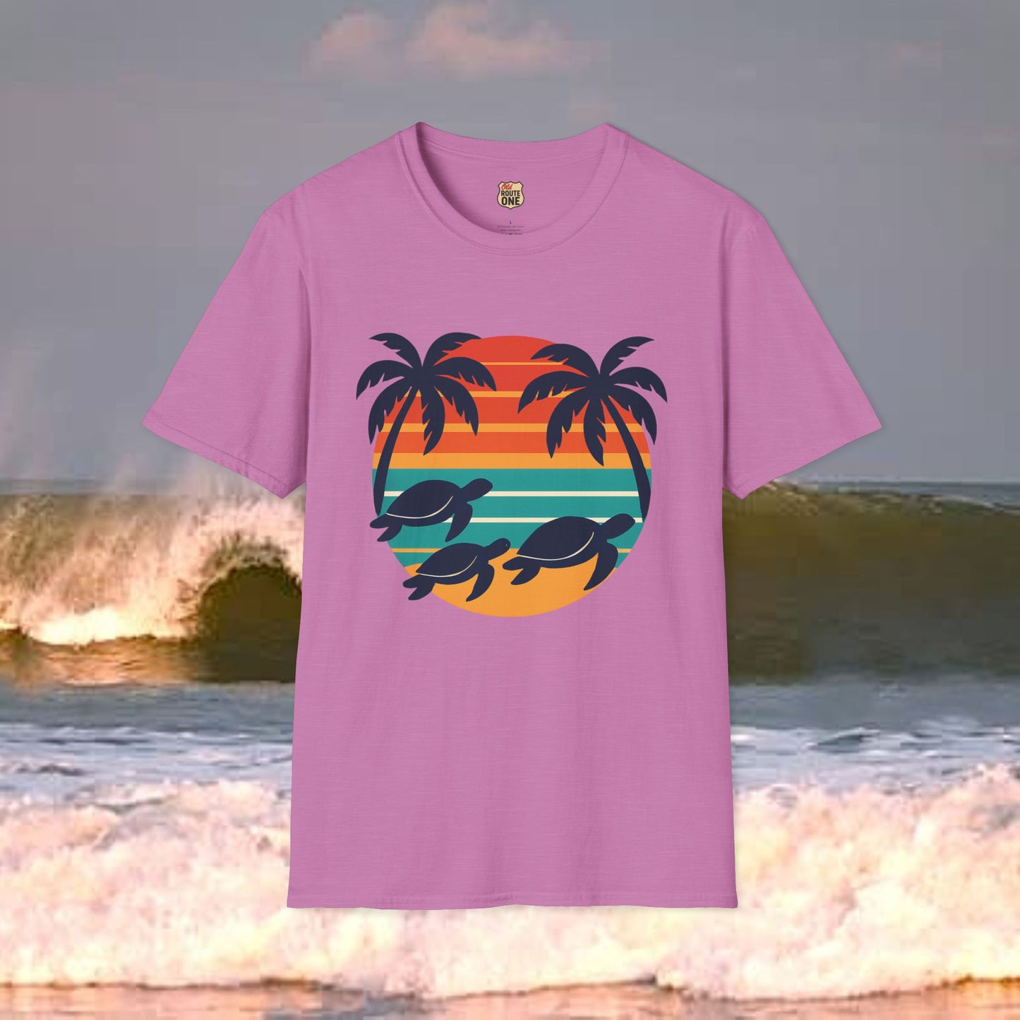 Sea Turtle Sun, Gildan 64000 Softstyle T-Shirt, Comfortable Graphic Tee, Casual Wear, Gift for Him/Her, Everyday Style, Summer Essential