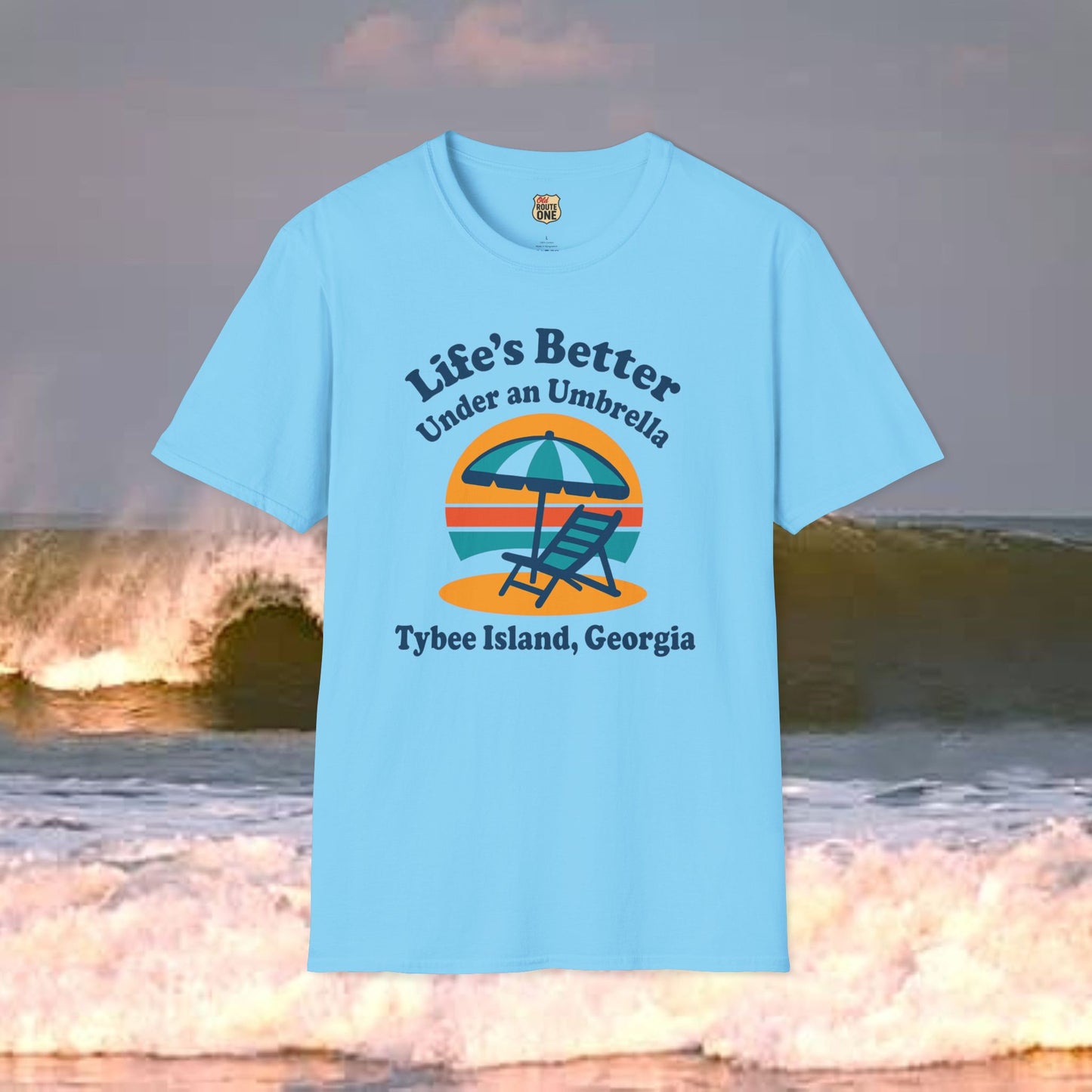 Life's Better Under an Umbrella Tybee Island, Gildan 64000 Softstyle T-Shirt, Comfortable Graphic Tee, Casual Wear, Gift for Him/Her, Everyday Style, Summer Essential