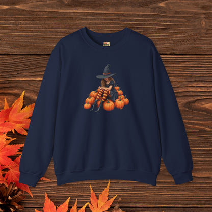 Shy Witch Halloween Pumpkin Crewneck Sweatshirt Cozy Fall Apparel Season Gift for her  Unisex Sweatshirt Halloween Decor Fall Fashion