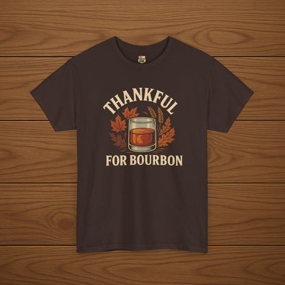 THANKFUL FOR BOURBON Cotton T-shirt, Stylish Casual Wear, Gift for Whiskey Enthusiasts, Perfect for Parties & Celebrations