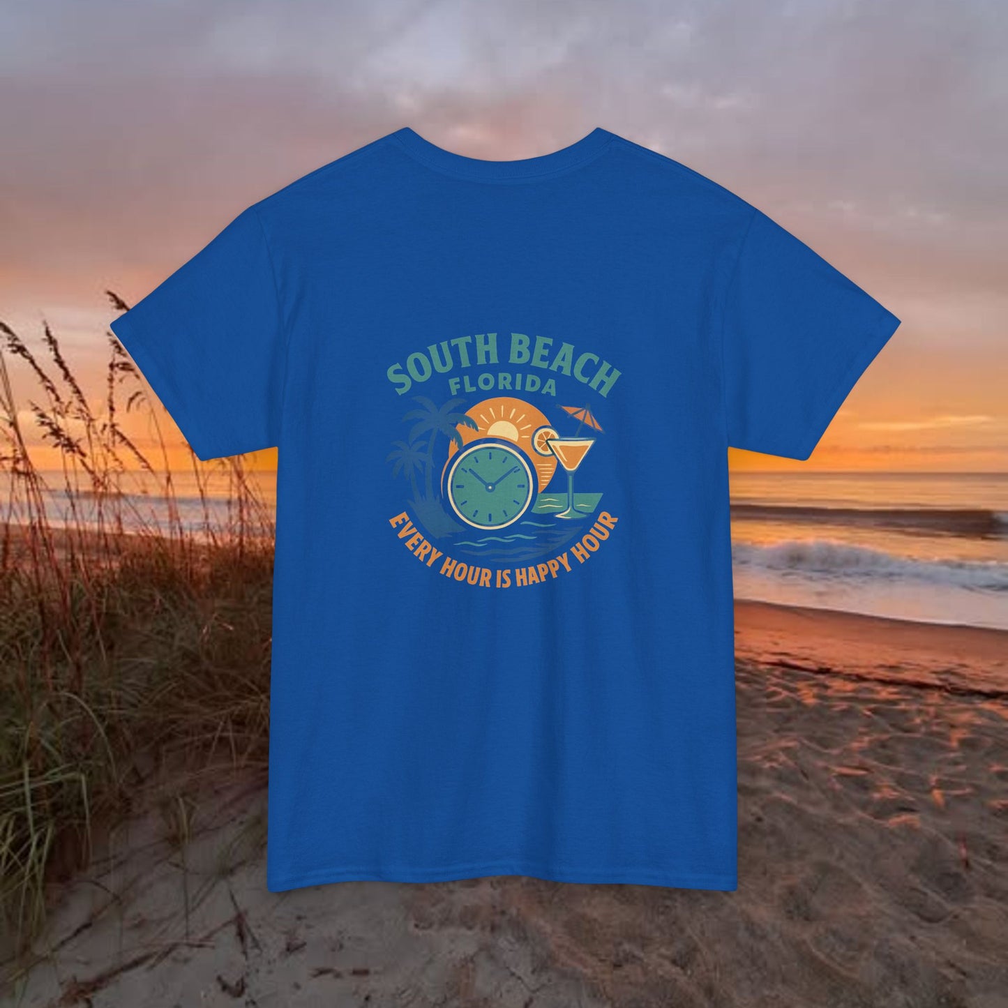 South Beach Florida Every Hour Is Happy Hour, Everyday Tees, Gift for Him/Her, Comfortable Fashion, Eco-Friendly