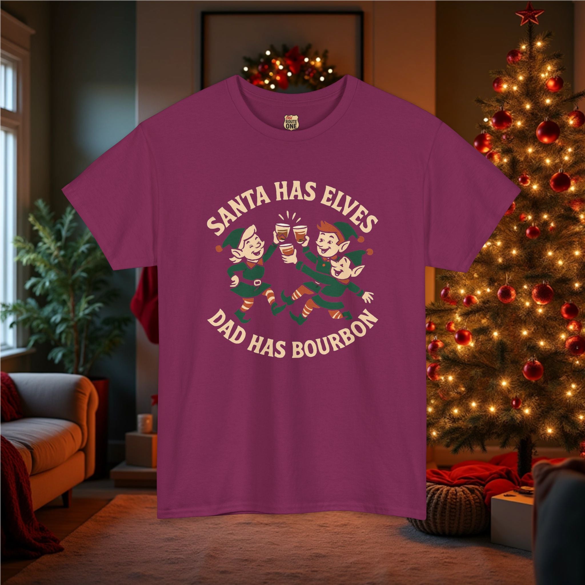 Santa Has Elves Dad Has Bourbon T-shirt