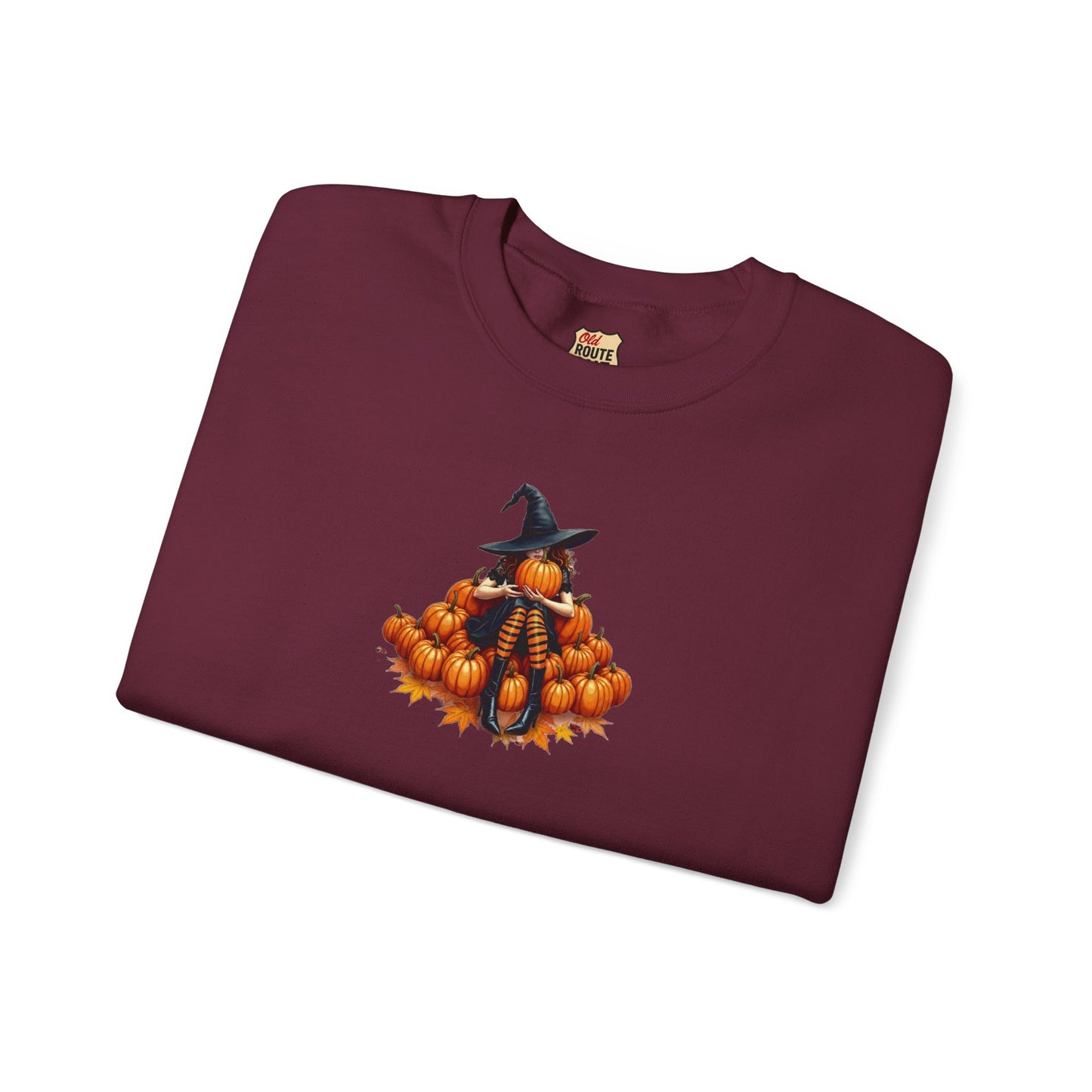Cute Shy Witch Halloween Pumpkin Crewneck Sweatshirt Cozy Fall Apparel Season Gift for her  Unisex Sweatshirt Halloween Decor Fall Fashion