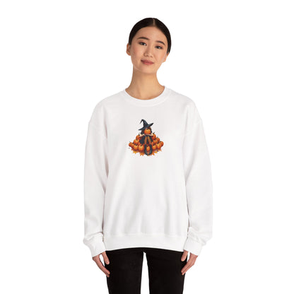 Cute Shy Witch Halloween Pumpkin Crewneck Sweatshirt Cozy Fall Apparel Season Gift for her  Unisex Sweatshirt Halloween Decor Fall Fashion