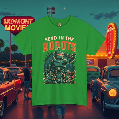SEND IN THE ROBOTS Awesome Retro Sci-Fi t-shirt