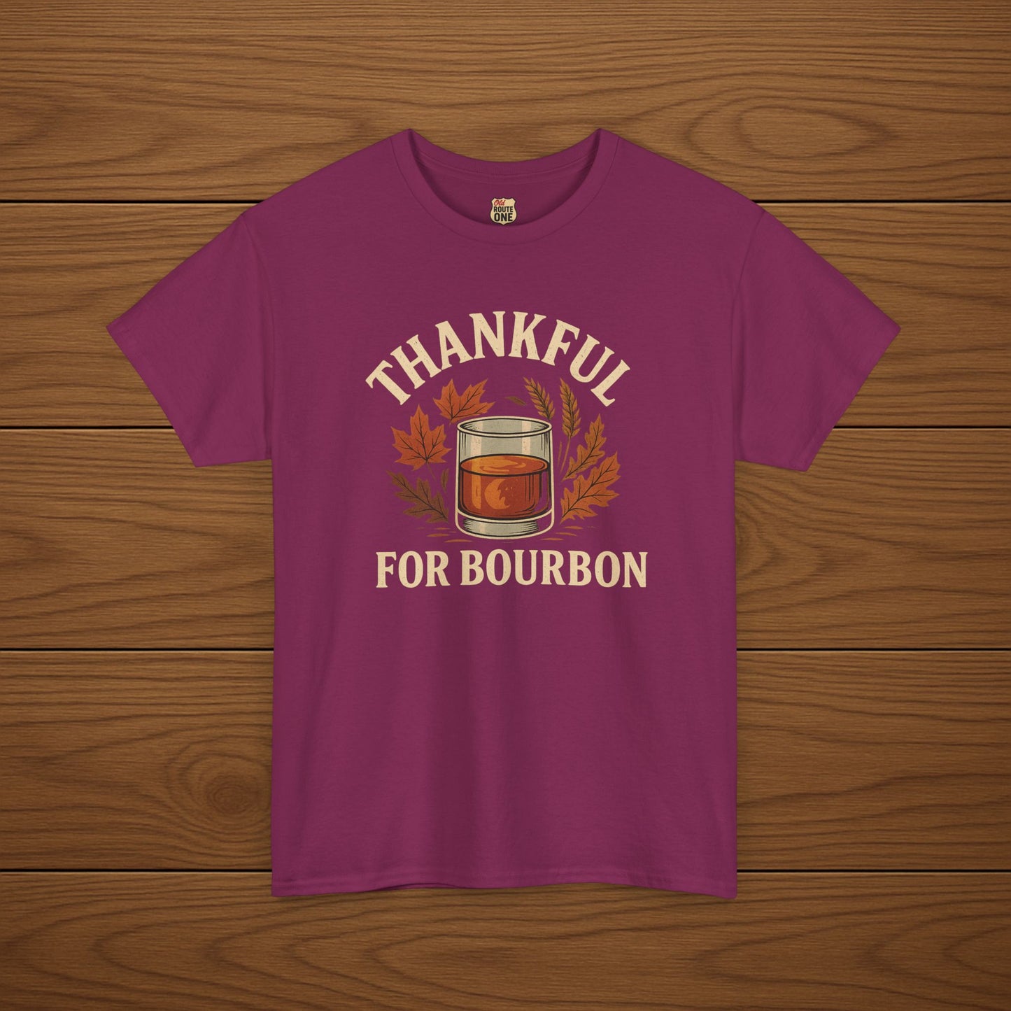 THANKFUL FOR BOURBON Cotton T-shirt, Stylish Casual Wear, Gift for Whiskey Enthusiasts, Perfect for Parties & Celebrations