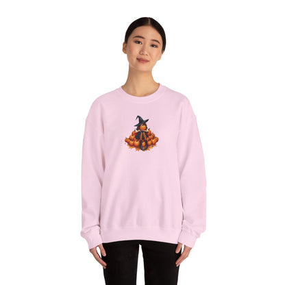 Cute Shy Witch Halloween Pumpkin Crewneck Sweatshirt Cozy Fall Apparel Season Gift for her  Unisex Sweatshirt Halloween Decor Fall Fashion