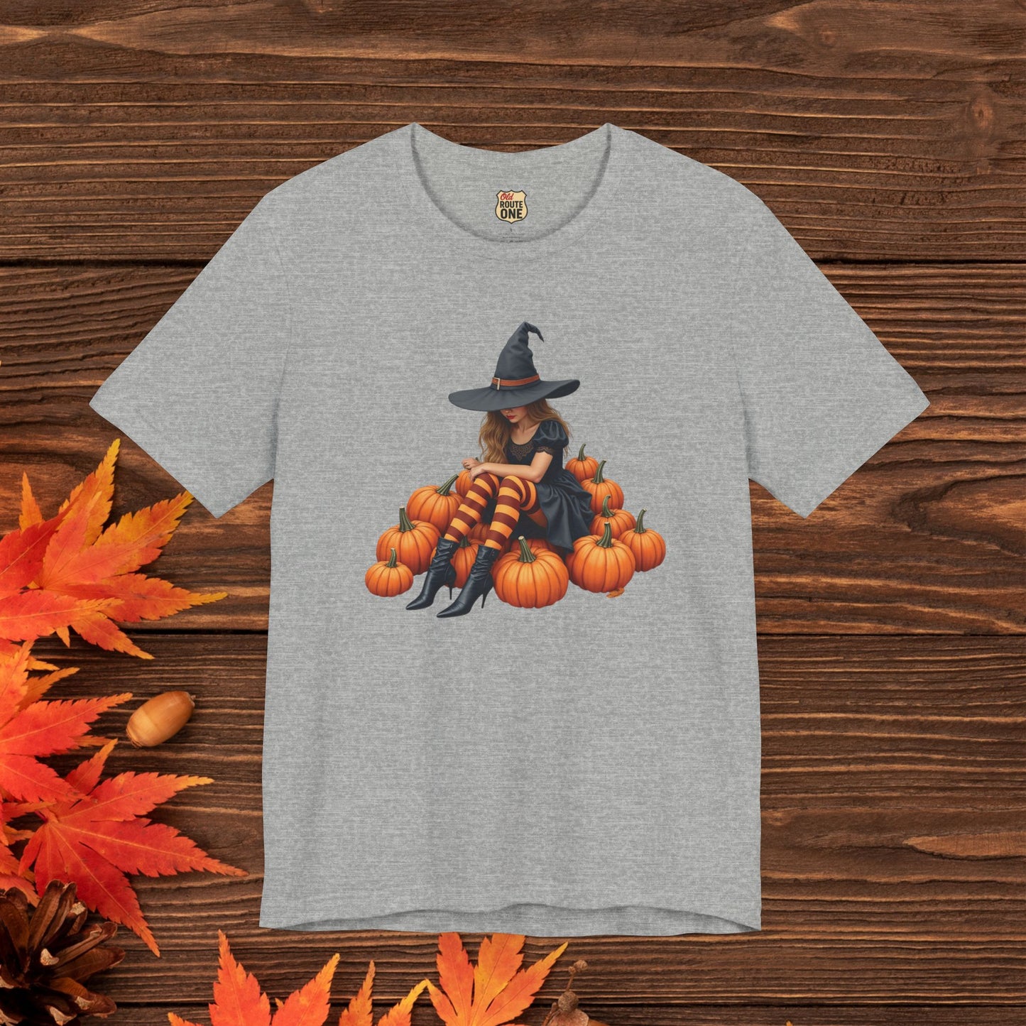 Shy Halloween Witch Short Sleeve Tee - Spooky Fashion, Autumn Style, Pumpkin Lovers Gift, Cute Witch Shirt, Festival Apparel, Comfy [...]