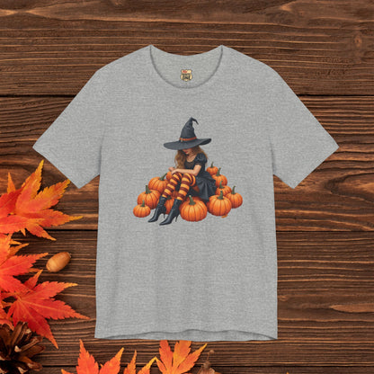 Shy Halloween Witch Short Sleeve Tee - Spooky Fashion, Autumn Style, Pumpkin Lovers Gift, Cute Witch Shirt, Festival Apparel, Comfy [...]