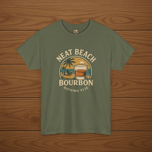 NEAT BEACH Cotton T-shirt, Stylish Casual Wear, Gift for Whiskey Enthusiasts, Perfect for Parties & Celebrations