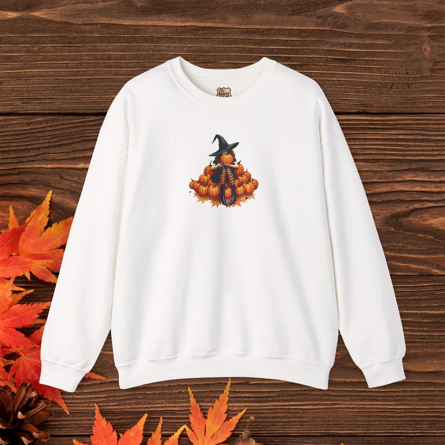 Cute Shy Witch Halloween Pumpkin Crewneck Sweatshirt Cozy Fall Apparel Season Gift for her  Unisex Sweatshirt Halloween Decor Fall Fashion