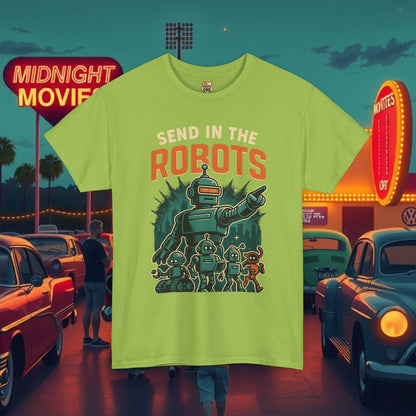 SEND IN THE ROBOTS Awesome Retro Sci-Fi t-shirt