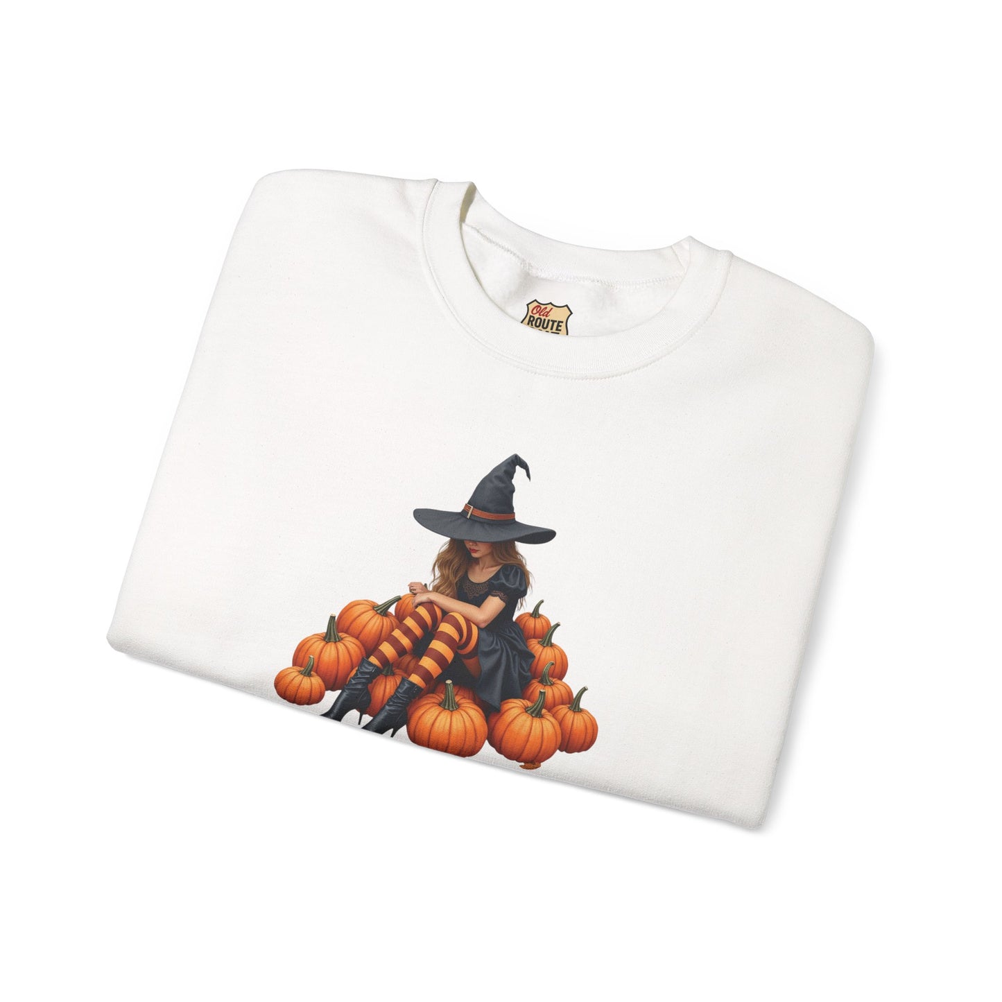 Shy Witch Halloween Pumpkin Crewneck Sweatshirt Cozy Fall Apparel Season Gift for her  Unisex Sweatshirt Halloween Decor Fall Fashion