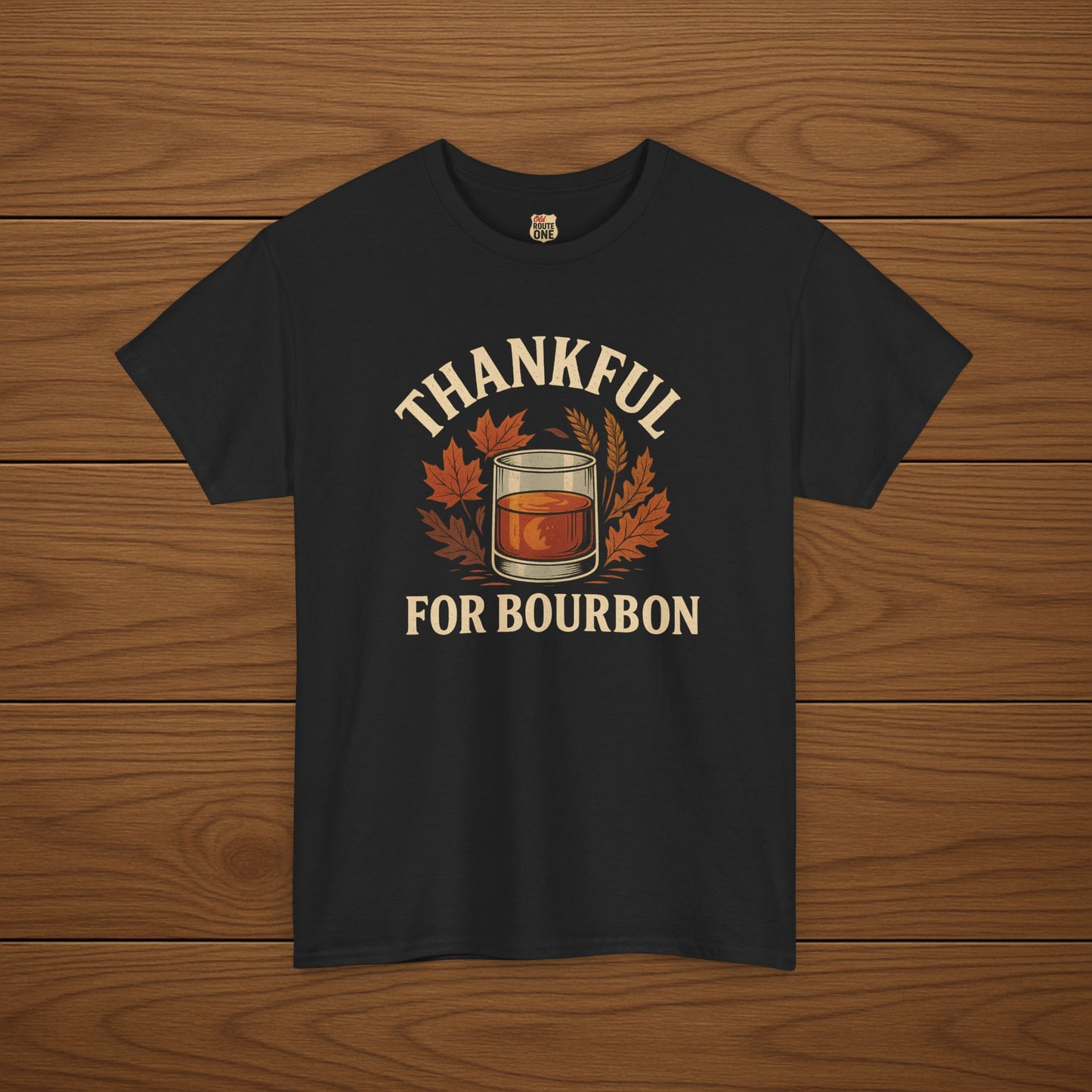 THANKFUL FOR BOURBON Cotton T-shirt, Stylish Casual Wear, Gift for Whiskey Enthusiasts, Perfect for Parties & Celebrations