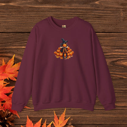 Cute Shy Witch Halloween Pumpkin Crewneck Sweatshirt Cozy Fall Apparel Season Gift for her  Unisex Sweatshirt Halloween Decor Fall Fashion
