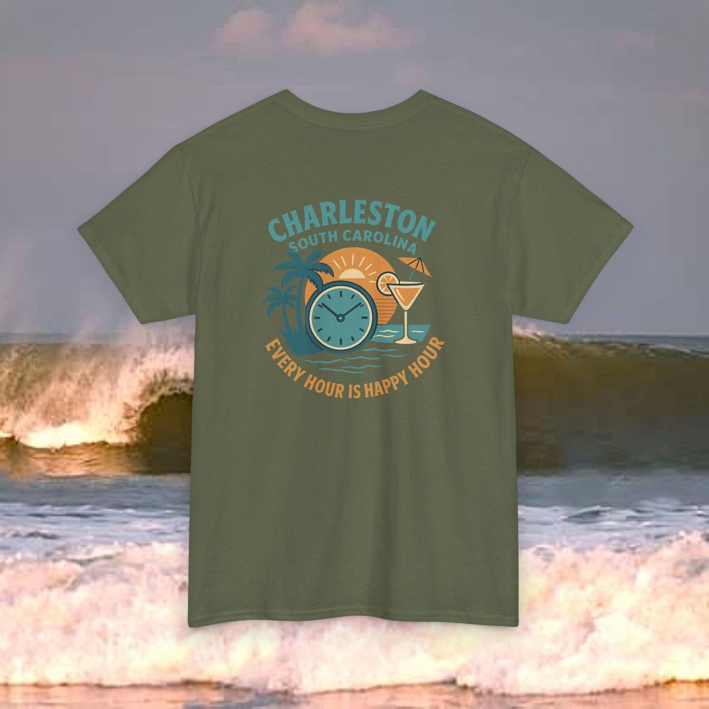 Charleston South Carolina Every Hour Is Happy Hour, Everyday Tees, Gift for Him/Her, Comfortable Fashion, Eco-Friendly