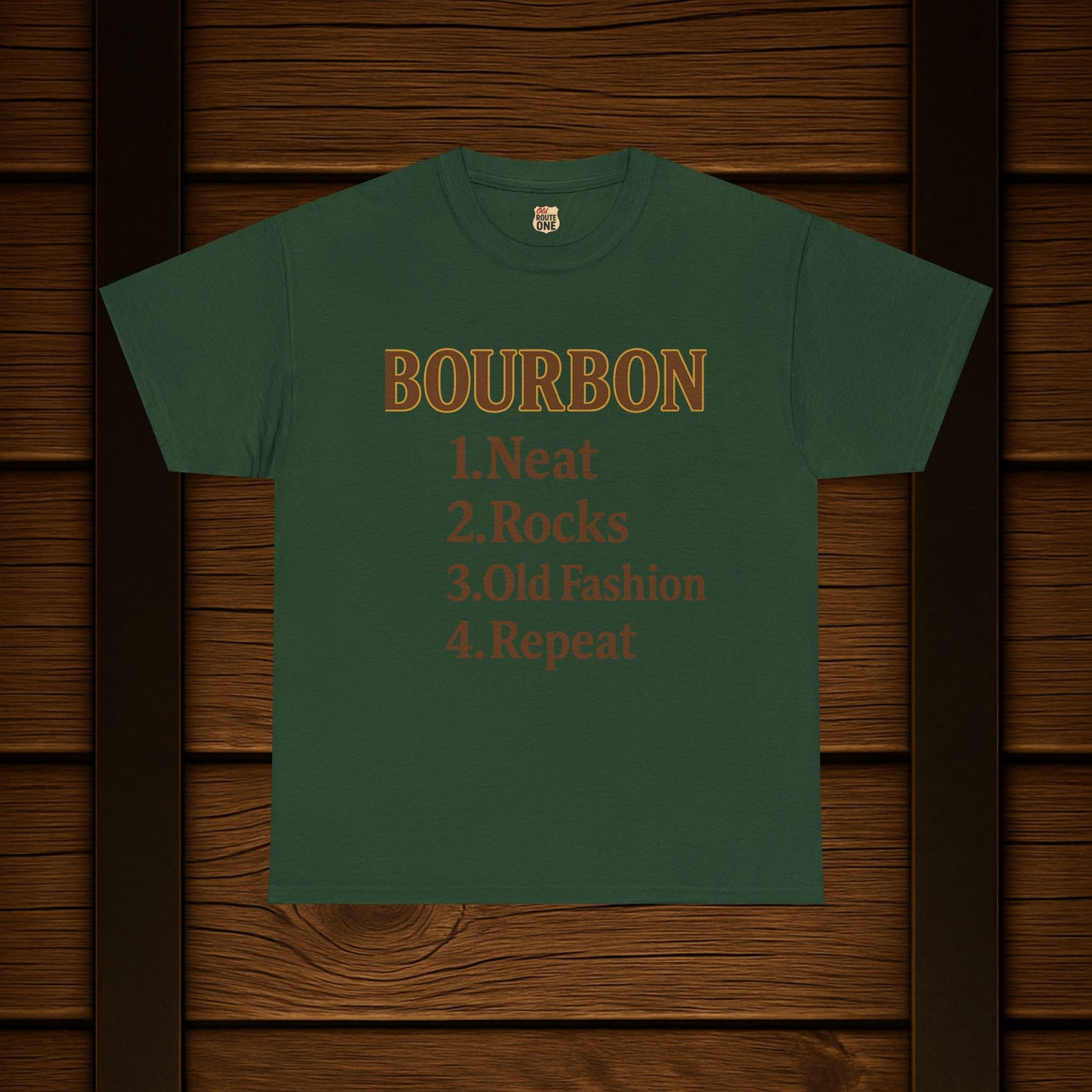 Bourbon Neat, Rocks, Old Fashion, Repeat T-shirt