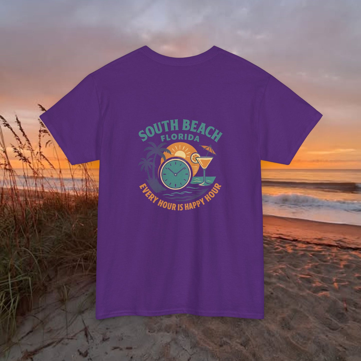 South Beach Florida Every Hour Is Happy Hour, Everyday Tees, Gift for Him/Her, Comfortable Fashion, Eco-Friendly