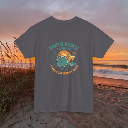 South Beach Florida Every Hour Is Happy Hour, Everyday Tees, Gift for Him/Her, Comfortable Fashion, Eco-Friendly