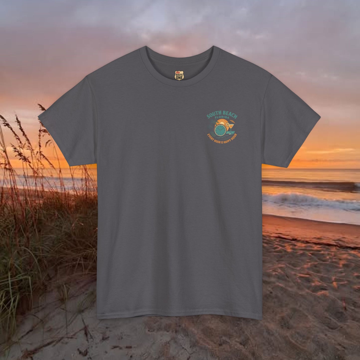 South Beach Florida Every Hour Is Happy Hour, Everyday Tees, Gift for Him/Her, Comfortable Fashion, Eco-Friendly